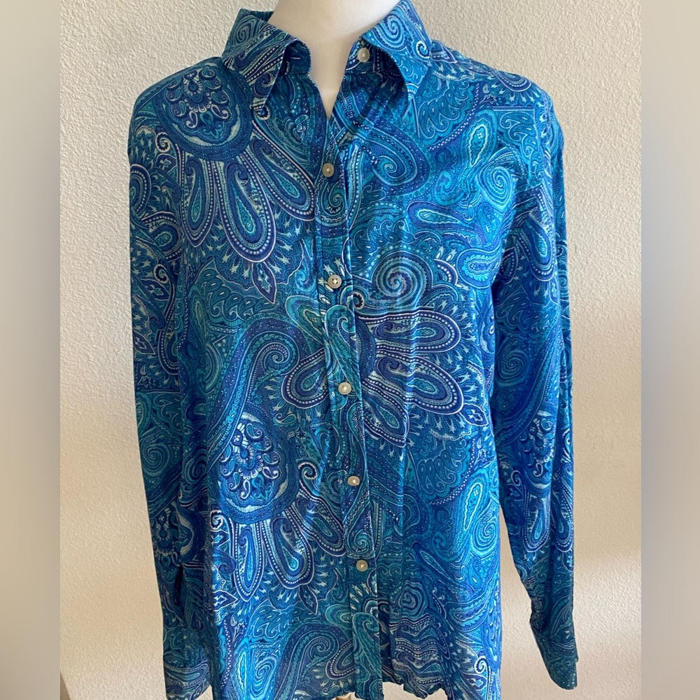 Ralph Lauren Bright Blue Paisley Blouse